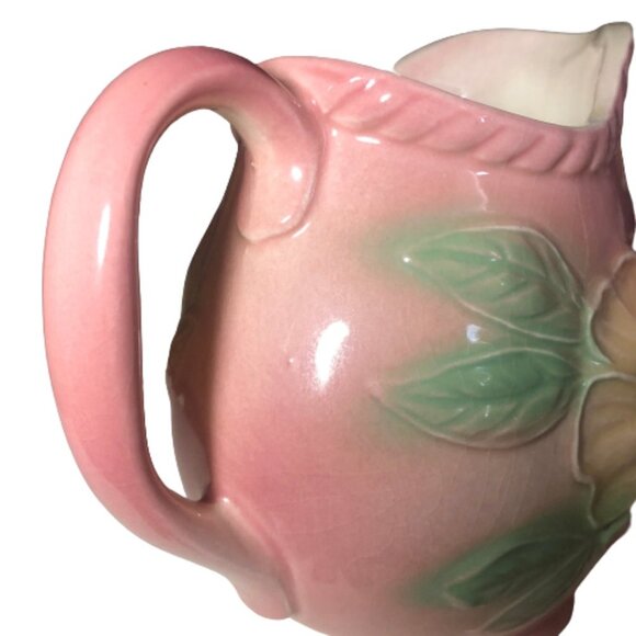 2/$30 Vintage  Hull USA Pottery Pitcher jug vase pink dogwood  flower - Picture 6 of 11